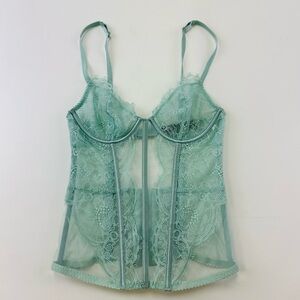 Victorias Secret mint green sheer lace corset Small